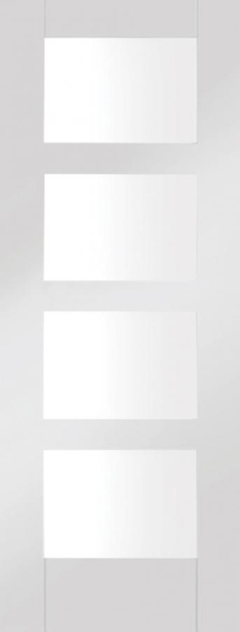 Shaker 4-Light White Primed Internal Door with Clear Glass